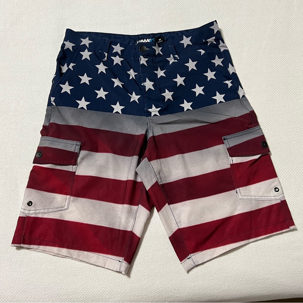 American flag swim trunks